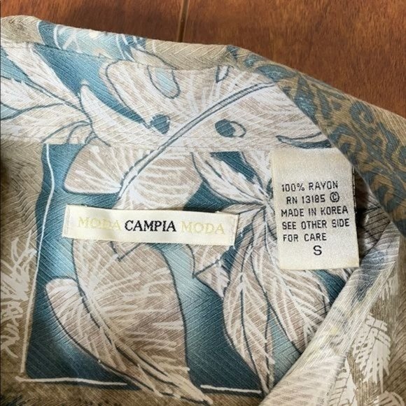 Moda Campia Buttoned Down Short Sleeve Shirt Plam Trees Tropical Hawaii Men's S - Picture 3 of 7
